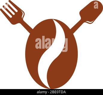 Kaffeebohne einfach Löffel Gabel geometrisches Design Logo Vektor Stock Vektor