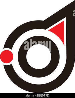 Buchstabe d Kreis geometrischer Pfeil Punkt buntes Logo Vektor Stock Vektor