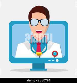 Virtueller Arzt Online-Beratung Konzept Symbol isoliert Vektor Illustration Stock Vektor