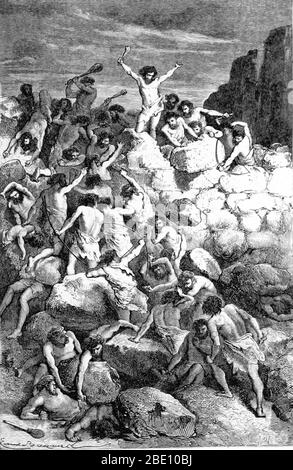 Als Menschen zum ersten Mal Kriege zu kämpfen begann, ist eine Frage der Debatte unter Anthropologen und Historikern. Die erste archäologische Aufzeichnung von, was könnte eine prähistorische Schlacht ist an einem mesolithischen Ort bekannt als Friedhof 117. Es wurde festgestellt, dass etwa 14,340 bis 13,140 Jahre alt und liegt am Nil in der Nähe der Ägypten-Sudan-Grenze. Es enthält eine große Anzahl von Körpern, viele mit Pfeilspitzen in ihren Skeletten eingebettet, was darauf hinweist, dass sie die Opfer einer Schlacht gewesen sein könnten. Ab etwa 12,000 v. Chr. wurde der Kampf durch die Entwicklung von Bögen, Schnürsenkeln und Schlingen verändert. Der Bogen scheint zu haben Stockfoto