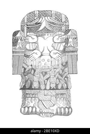 In der aztekischen Mythologie war Cihuacoatl eine von einer Reihe von Mutterschaft und Fruchtbarkeit Göttinnen. Cihuacoatl war besonders mit Hebammen und mit den Schweißbädern verbunden, in denen Hebammen praktizierten. Sie ist mit Quilaztli gepaart und galt als Schutzherrin der Chalmeca und Patronin der Stadt Culhuacan. Sie half Quetzalcoatl, die aktuelle Menschheit zu erschaffen, indem sie Knochen aus den vergangenen Zeiten zermalmt und mit seinem Blut vermischt hat. Sie wird oft als eine grimmige alte Frau mit Schädelgesichts dargestellt, die die Speere und den Schild eines Kriegers trägt. Geburt wurde manchmal mit Krieg und t verglichen Stockfoto