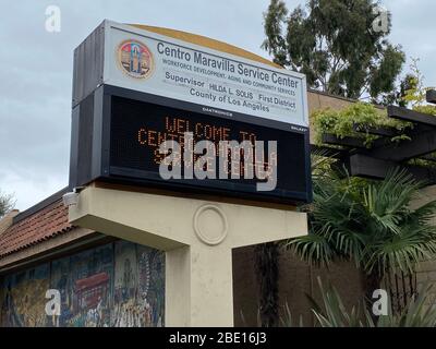 Los Angeles, Usa. April 2020. Los Angeles, USA. April 09 2020: Allgemeine Gesamtansicht des Centro Maravilla Service Centers inmitten der weltweiten COVID-19-Pandemie, Donnerstag, 9. April 2020, in Los Angeles. (Foto von IOS/Espa-Images) Quelle: Europäische Sport-Fotoagentur/Alamy Live News Stockfoto