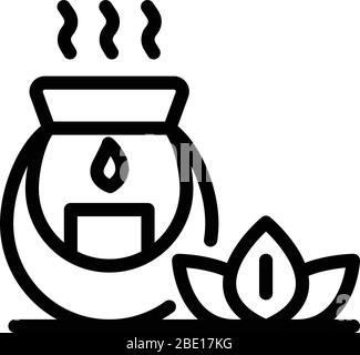 Duftlampe und Lotus-Ikone, Outline-Stil Stock Vektor