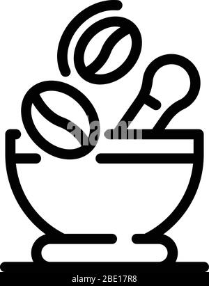 Schüssel und Kaffeesamen Symbol, Outline-Stil Stock Vektor