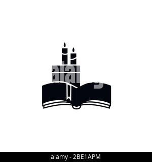 Bibel und Kerze ostern schwarze Ikone isoliert auf einem weißen Hintergrund.Ostern Element Design.Religion Concept.Vector Zeichen Stock Vektor