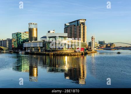 Lowry und Lowry Bridge, Salford Quays, Greater Manchester Stockfoto