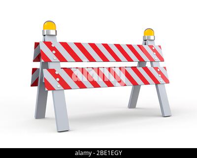 Anzeichen für Straßenarbeiten. Gefahrenwarnung. 3D-Rendering Stockfoto