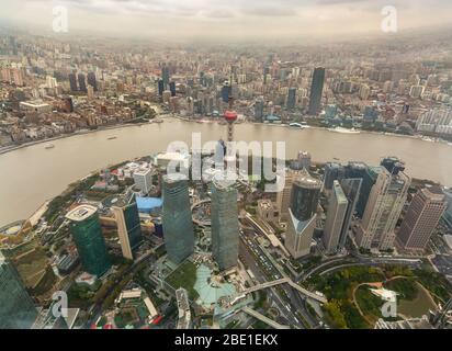 Luftaufnahme von Shanghai Stadtbild, China Stockfoto