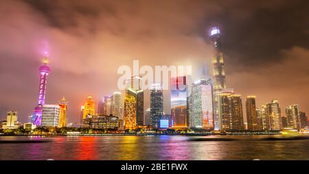 shanghai Skyline Panoramablick, China. Stockfoto