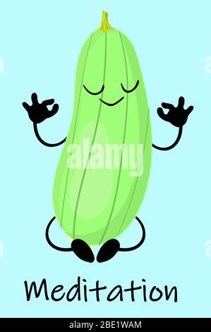 Süße Zucchini mit einem Gesicht und einem Lächeln. Logo für eine landwirtschaftliche Firma. Stock Vektor