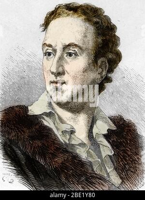 'Portrait de l'ecrivain et philosophe francais Denis Diderot (1713-1784)' (Portrait des französischen Philosophen Denis Diderot) Gravur Privatsammlung Stockfoto