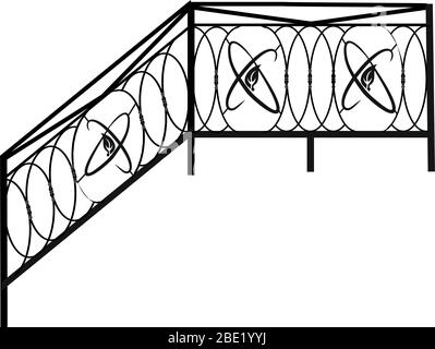 Zäune, Geländer und Gitter. Geschmiedete Artikel und Produkte für Heim-Interieur und Landschaftsgestaltung. Stock Vektor