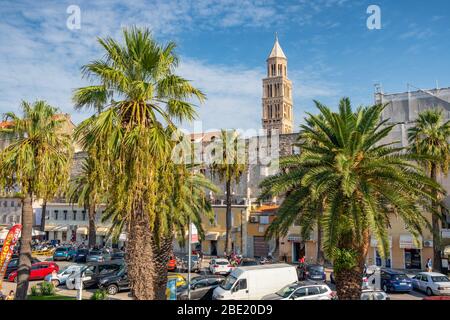 Schöne Aussicht auf die Altstadt von Split, Kroatien Stockfoto