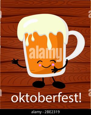 Bier ist ein niedlicher Charakter auf weißem Hintergrund. Stock Vektor