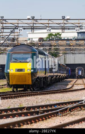 GWR-Klasse 43 HST auf Old Oak Common Depot Stockfoto