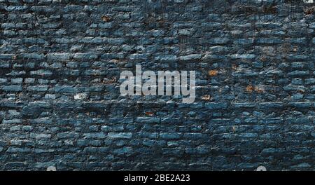 Dunkelblaue Ziegelwand Stockfoto