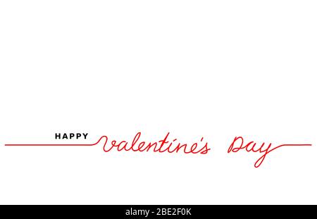 Happy Valentine s Tag minimal Vektor-Schriftzug Design. Eine, kontinuierliche Strichzeichnung, Hintergrund, Banner. Stock Vektor