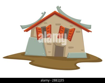 Verlassene Haus mit gealterten und verwitterten Look Vektor Stock Vektor