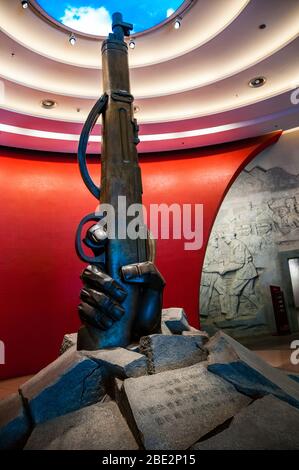 Eine Statue zum Gedenken an den Nanchang-Aufstand im ehemaligen Hauptquartier des Nanchang-Aufstands, Provinz Jiangxi, China. Stockfoto