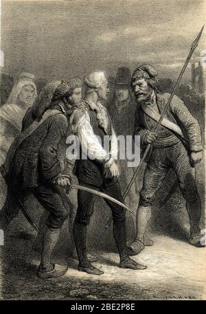 Revolution Francaise : 'Jean Sylvain Bailly (1736-1793) tremblant de froid amene a la guillotine en novembre 1793' (Französische Revolution : Jean-Sylvain B Stockfoto