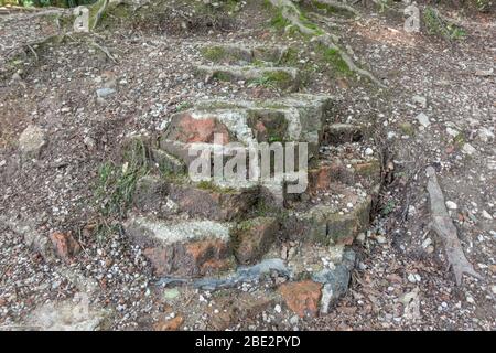 Einige Mauerreste von Adolf Hitlers Haus, dem Berghof, im Obersalzberg, bayrischen Alpen bei Berchtesgaden, Bayern, Deutschland. Stockfoto