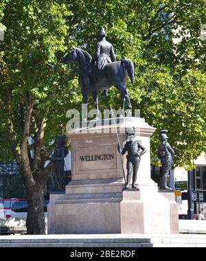 Reiterstatue des Duke of Wellington in Hyde Park Corner, London, Großbritannien Stockfoto