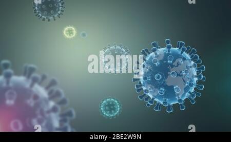 3D-Rendering des COVID-19 noval Coronavirus Stockfoto