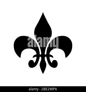 Fleur de Lis, heraldische Zierlilie-Ikone, schwarz-weiß Vektor-Illustration-Symbol Stock Vektor