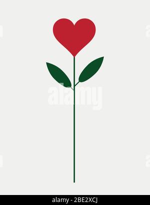 Rotes Herz als Rose, Symbol für Geschenk, Hochzeit, Liebe oder Freundschaft, Vektor-Illustration Logo mit Kopierer Raum gebildet Stock Vektor