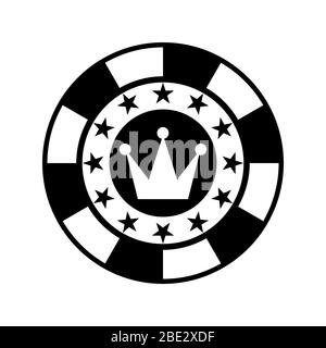 Poker-Chip Silhouette mit Krone Zeichen, schwarz minimalistischen flachen Vektor Illustration Symbol, Symbol für Spiel, Glück, Poker und gewinnen Stock Vektor