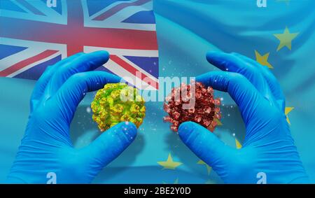 Medizinisches Virus-molekulares Konzept mit Tuvalu-Flagge. 3D-Darstellung. Stockfoto