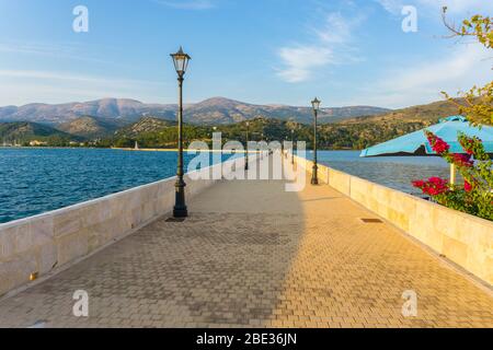 De Bosset Brücke am See in Argostoli, Kefalonia, Griechenland Stockfoto