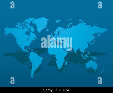 Blaue ähnliche Weltkarte leer auf dunklem Hintergrund für Infografik. Vektorgrafik Stock Vektor