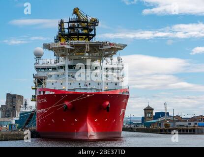 Technip Deep Star, Mehrzweck-Offshore-Schiff, Leith Harbour, Edinburgh, Schottland, Großbritannien Stockfoto