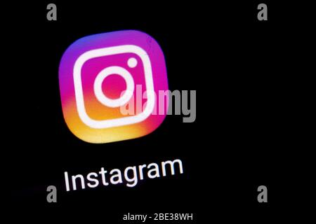 Spanien; 04/11/2020; Instagram App Logo auf Smartphone. Stockfoto