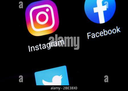 Spanien; 04/11/2020; Instagram App Logo auf Smartphone. Stockfoto