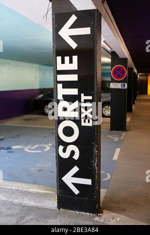 Parkplatz vorhanden. Saint-Gervais-les-Bains. Haute-Savoie. Frankreich. Stockfoto