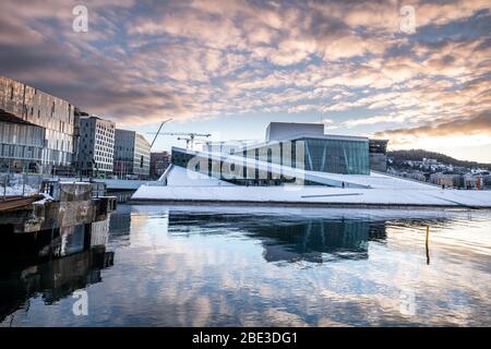 Oslo Stadt im Winter, Norwegen Stockfoto