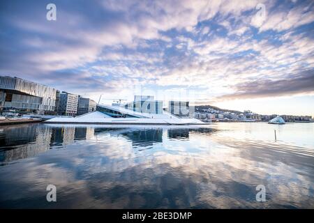 Oslo Stadt im Winter, Norwegen Stockfoto