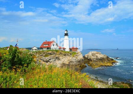 Portland Maine Scheinwerfer im Sommer Stockfoto