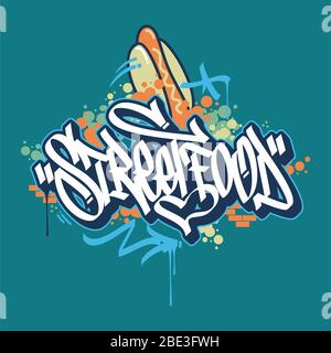 Abstrakt Hand skizziert Graffiti Style Street Food Vektor Typografie Illustration als Logo, Abzeichen und Ikone, Postkarte, Karte, Einladung, Flyer Stock Vektor