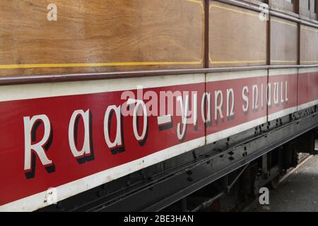Snaefell Straßenbahn Wagen Nahaufnahme - Isle of man Stockfoto