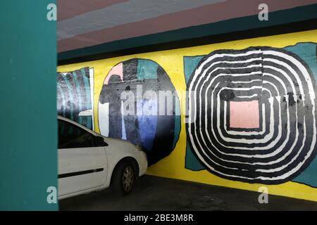 Parken im Souterrain. Saint-Gervais-les-Bains. Haute-Savoie. Frankreich. Stockfoto