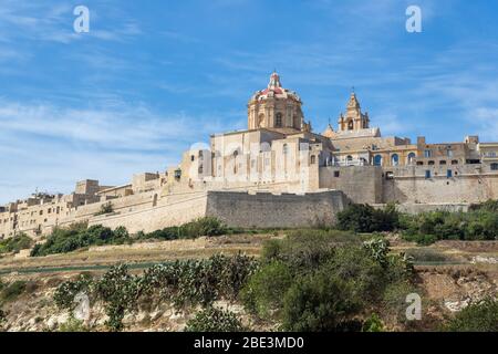 Der Mosta Dome und die Stille Stadt Mdina, Malta Stockfoto