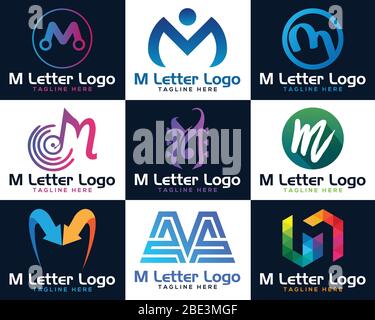 Kreatives M Letter Logo-Design. Einzigartige moderne kreative Buchstaben M Logo Icon Design Vorlage Elemente. Stock Vektor