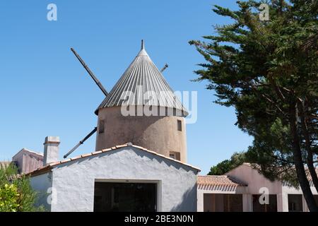 Windmühlenhaus auf der Insel Noirmoutier Vendée Stockfoto