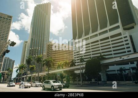 MIAMI, USA - 31. MÄRZ 2020 leere Straßen von Miami Downtown Stockfoto