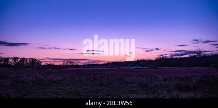 Sonnenuntergang rund um River Green, Thorpe St Andrew, Norwich, Norfolk Stockfoto