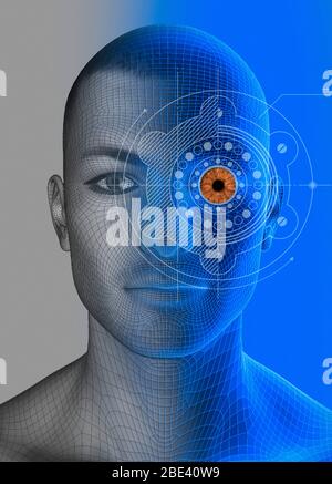 Gesichtserkennung, Illustration. Stockfoto