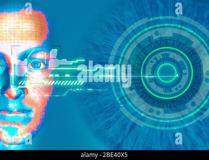 Gesichtserkennung, Illustration. Stockfoto